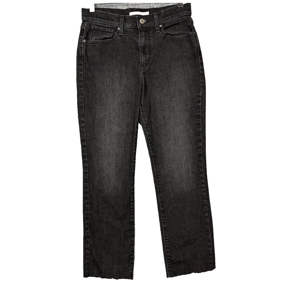 Levis Jeans Womens 29 Black 724 High Rise Straight Leg‎ Raw Hem Fits 29x26